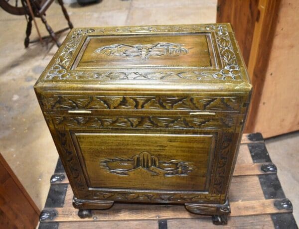 vintage Heavily carved asian inspired chest with claw feet