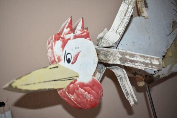 Vintage Handmade Custom Chicken Whirligig, Yard Art