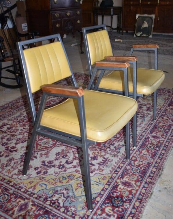 Tri-Par Mfg Co, Chicago Hello Mid Century Office Chairs, A Pair, Metal Frame