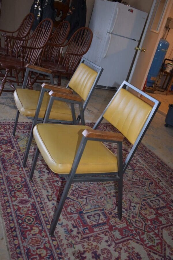 Tri-Par Mfg Co, Chicago Hello Mid Century Office Chairs, A Pair, Metal Frame