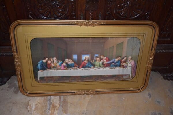 Vintage Religious Print, The Last Supper Framed Art Deco Wall Art