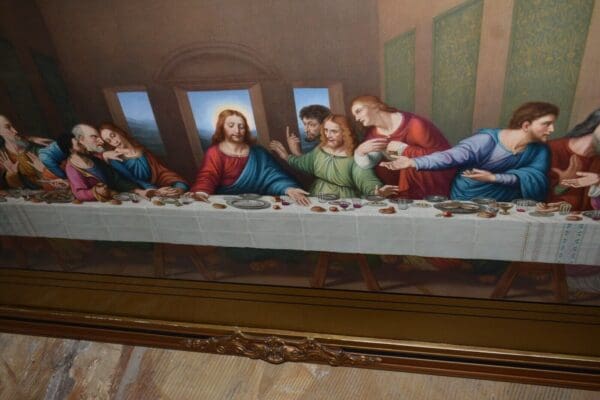 Vintage Religious Print, The Last Supper Framed Art Deco Wall Art