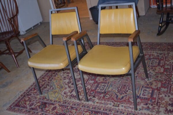 Tri-Par Mfg Co, Chicago Hello Mid Century Office Chairs, A Pair, Metal Frame