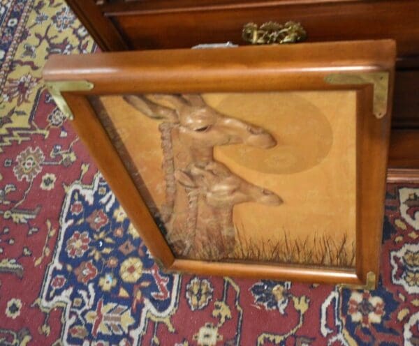 Vintage 1978 Lucid Lines Wood Giraffe Shadow Box Art