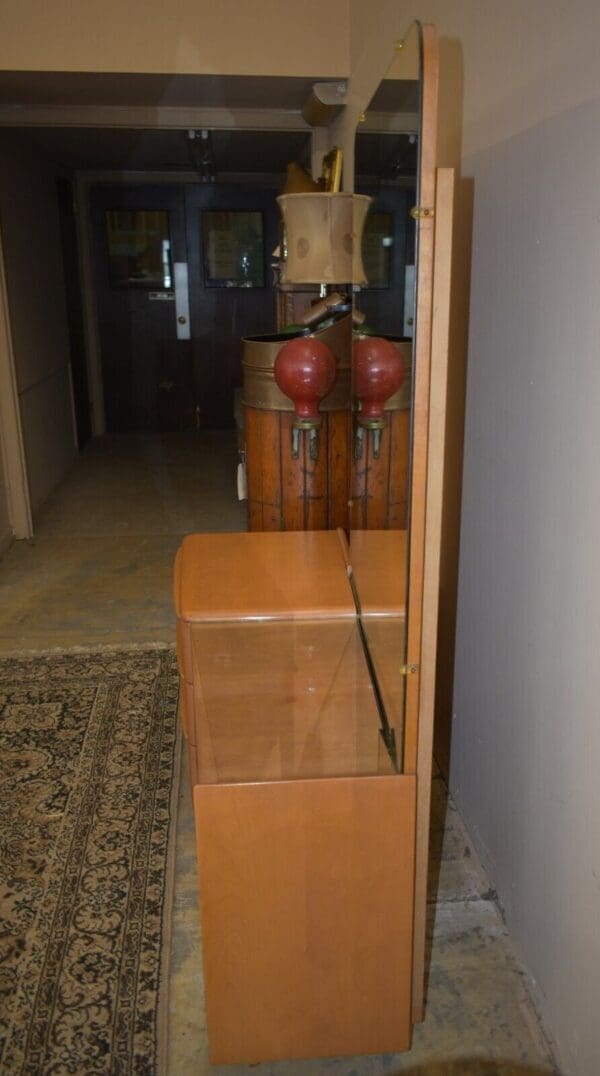 Mid-Century Heywood Wakefield Vanity with Mirror, Champagne