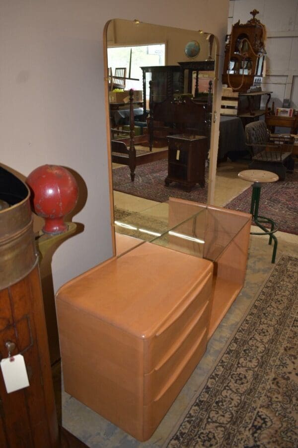 Mid-Century Heywood Wakefield Vanity with Mirror, Champagne