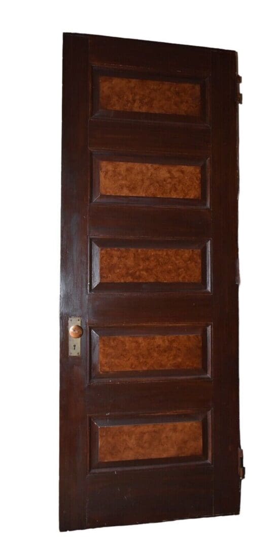 Tall Antique Architectural Salvage 5-Panel Wood Door