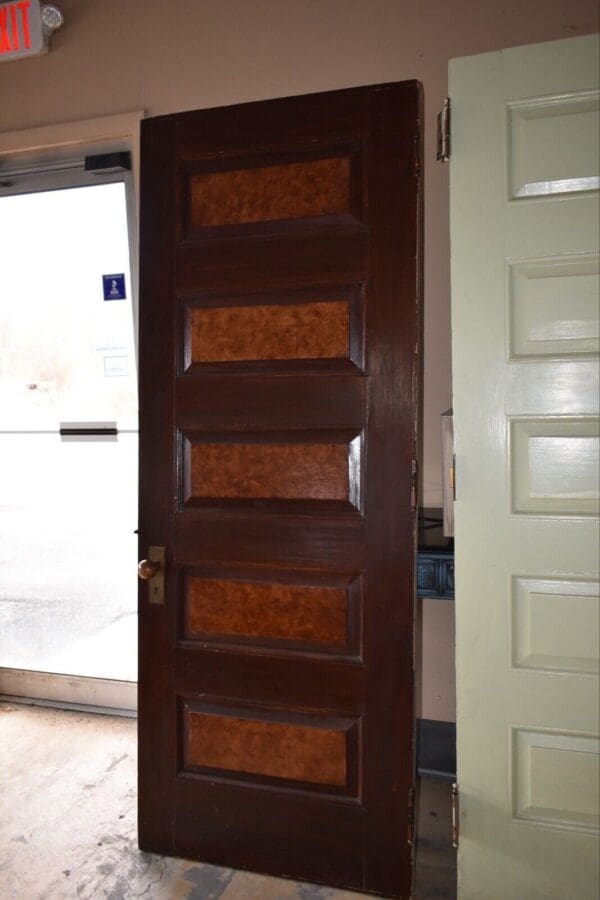 Tall Antique Architectural Salvage 5-Panel Wood Door