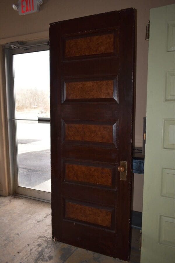 Tall Antique Architectural Salvage 5-Panel Wood Door