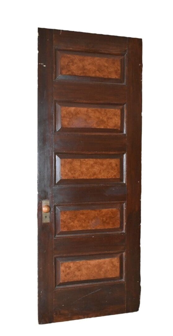 Tall Antique Architectural Salvage 5-Panel Wood Door