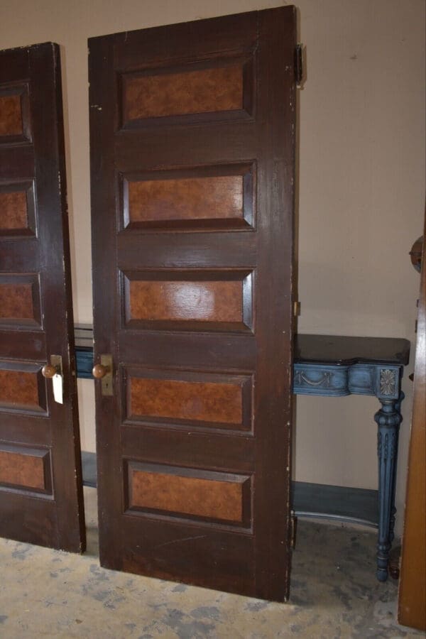 Tall Antique Architectural Salvage 5-Panel Wood Door