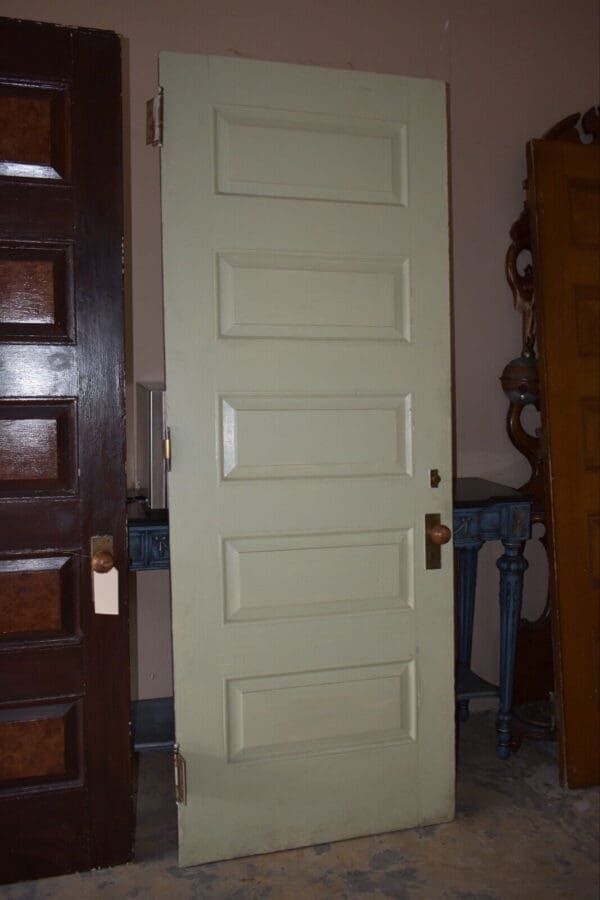 Tall Antique Architectural Salvage 5-Panel Wood Door