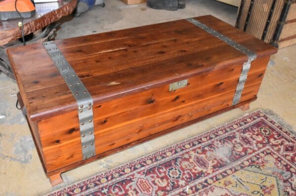 Vintage Solid Red Cedar Chest with Metal Straps