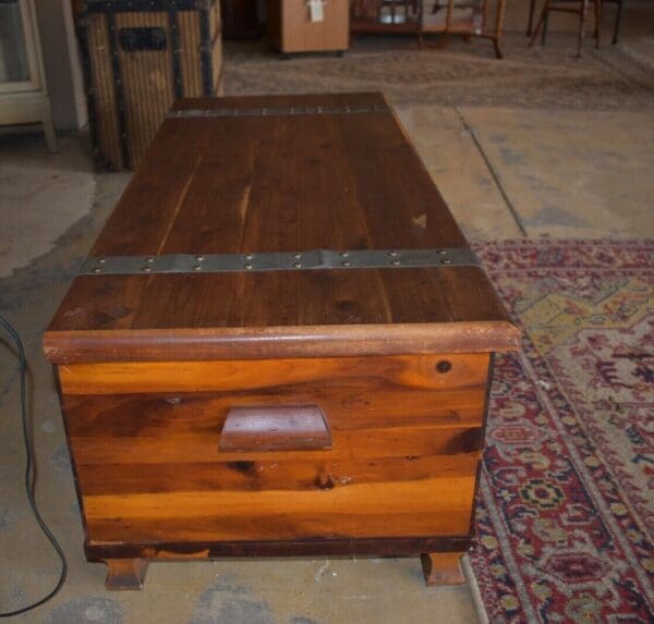 Vintage Solid Red Cedar Chest with Metal Straps