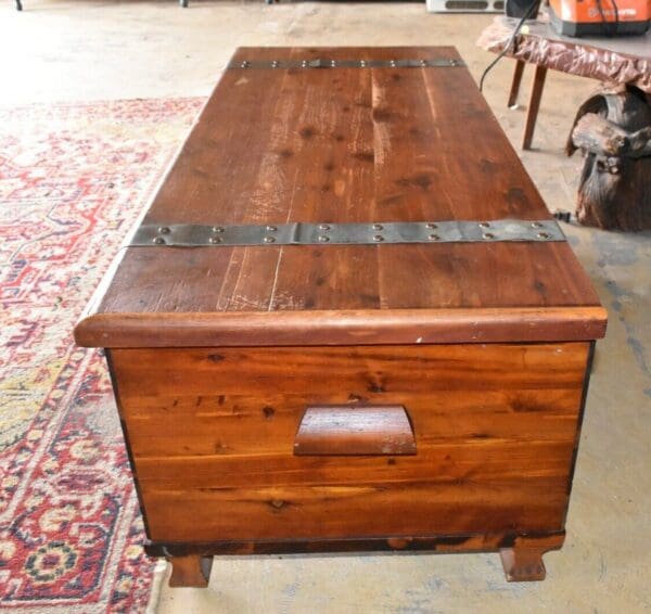 Vintage Solid Red Cedar Chest with Metal Straps