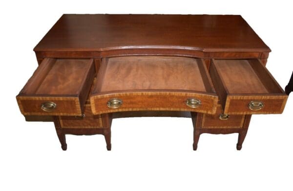 Vintage Inlaid Mahogany Kneehole Desk, Kindel Co Grand Rapids