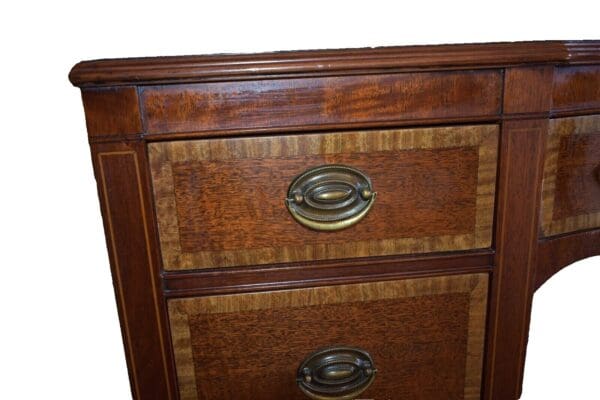 Vintage Inlaid Mahogany Kneehole Desk, Kindel Co Grand Rapids