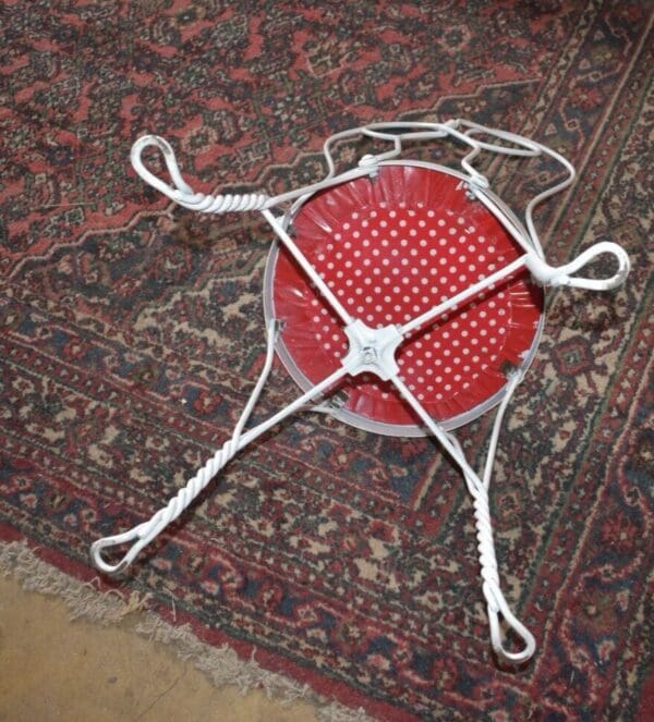 Mid Century White Metal Ice Cream Parlor Chairs, A Pair