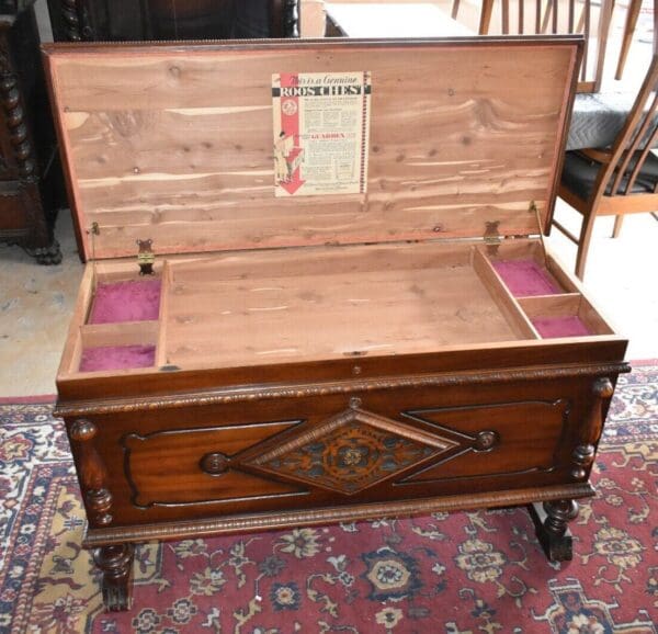 Antique Walnut Ed Roos Blanket Cedar Chest