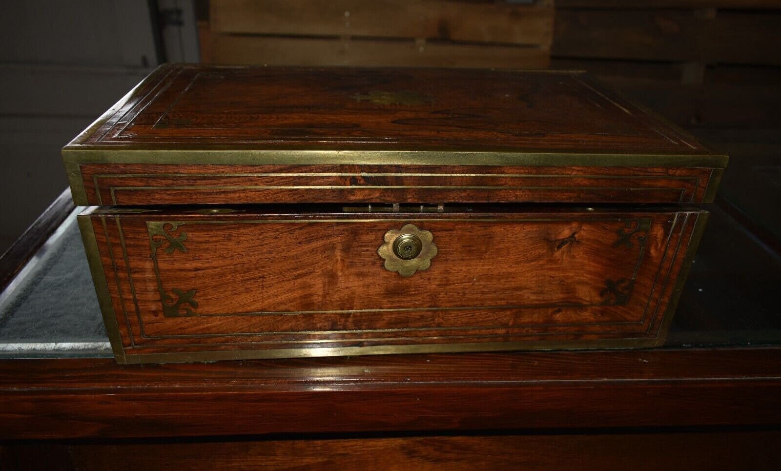 Antique English Regency Rosewood Traveling Lap Desk