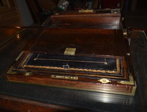 Antique English Regency Rosewood Traveling Lap Desk