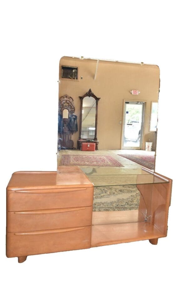 Mid-Century Heywood Wakefield Vanity with Mirror, Champagne