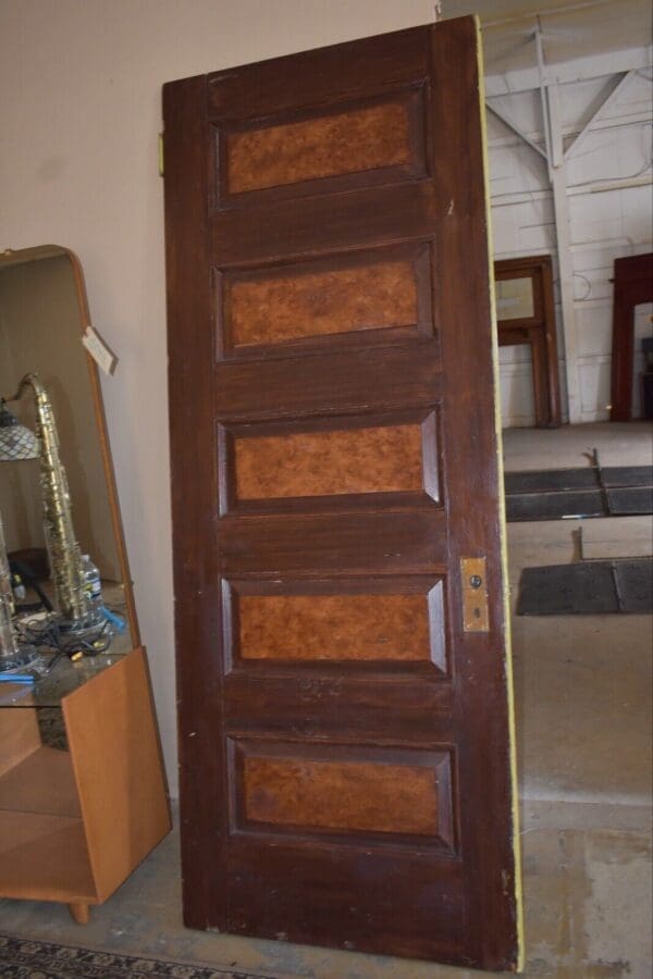 Tall Wooden Antique 5-Panel Door