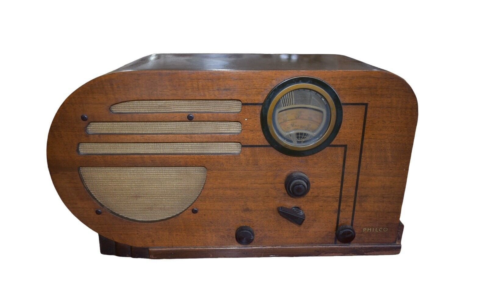 1936 Art Deco Antique Philco “Big Bullet” Model 37-610T, Tabletop Tube Radio