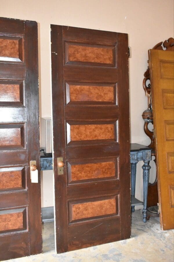 Tall Antique Architectural Salvage 5-Panel Wood Door