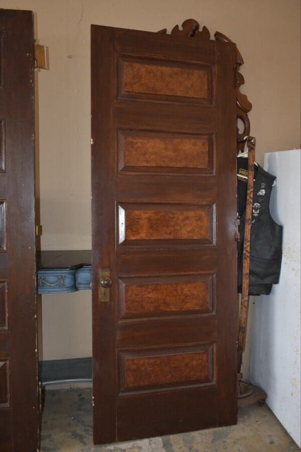 Tall Antique Architectural Salvage 5-Panel Wood Door