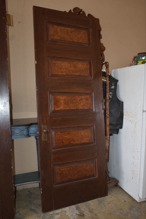 Tall Antique Architectural Salvage 5-Panel Wood Door