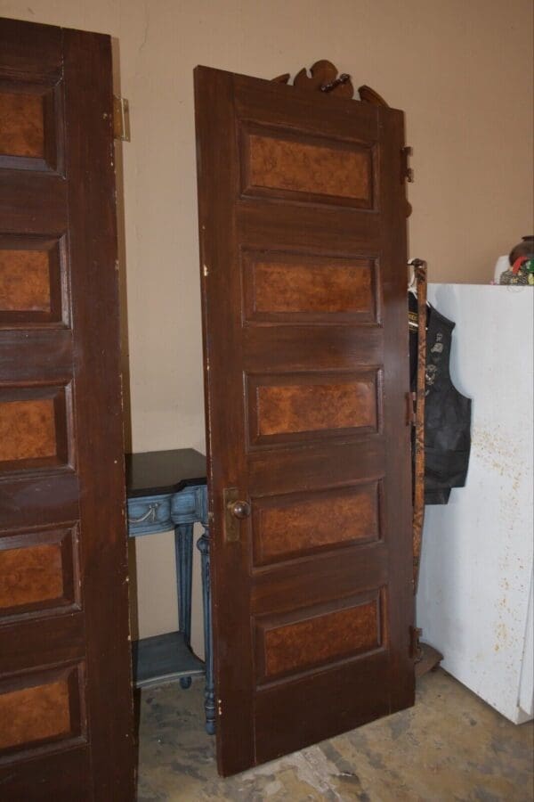 Tall Antique Architectural Salvage 5-Panel Wood Door