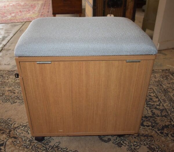 Vintage Office File Cabinet, Rolling Upholstered Bench