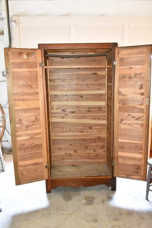 Vintage Solid Red Cedar Wardrobe Closet, Mid Century Armoire