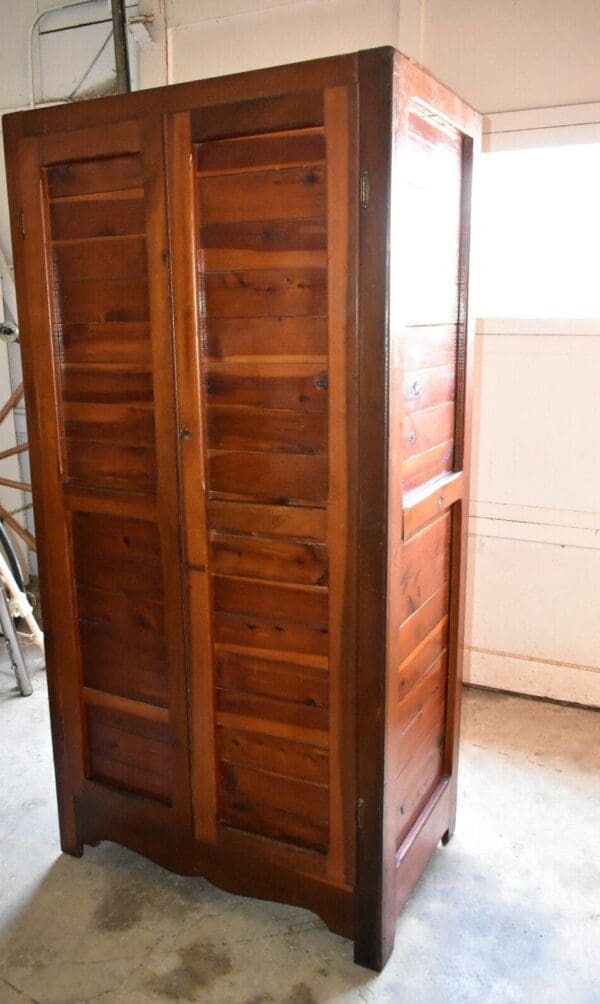 Vintage Solid Red Cedar Wardrobe Closet, Mid Century Armoire