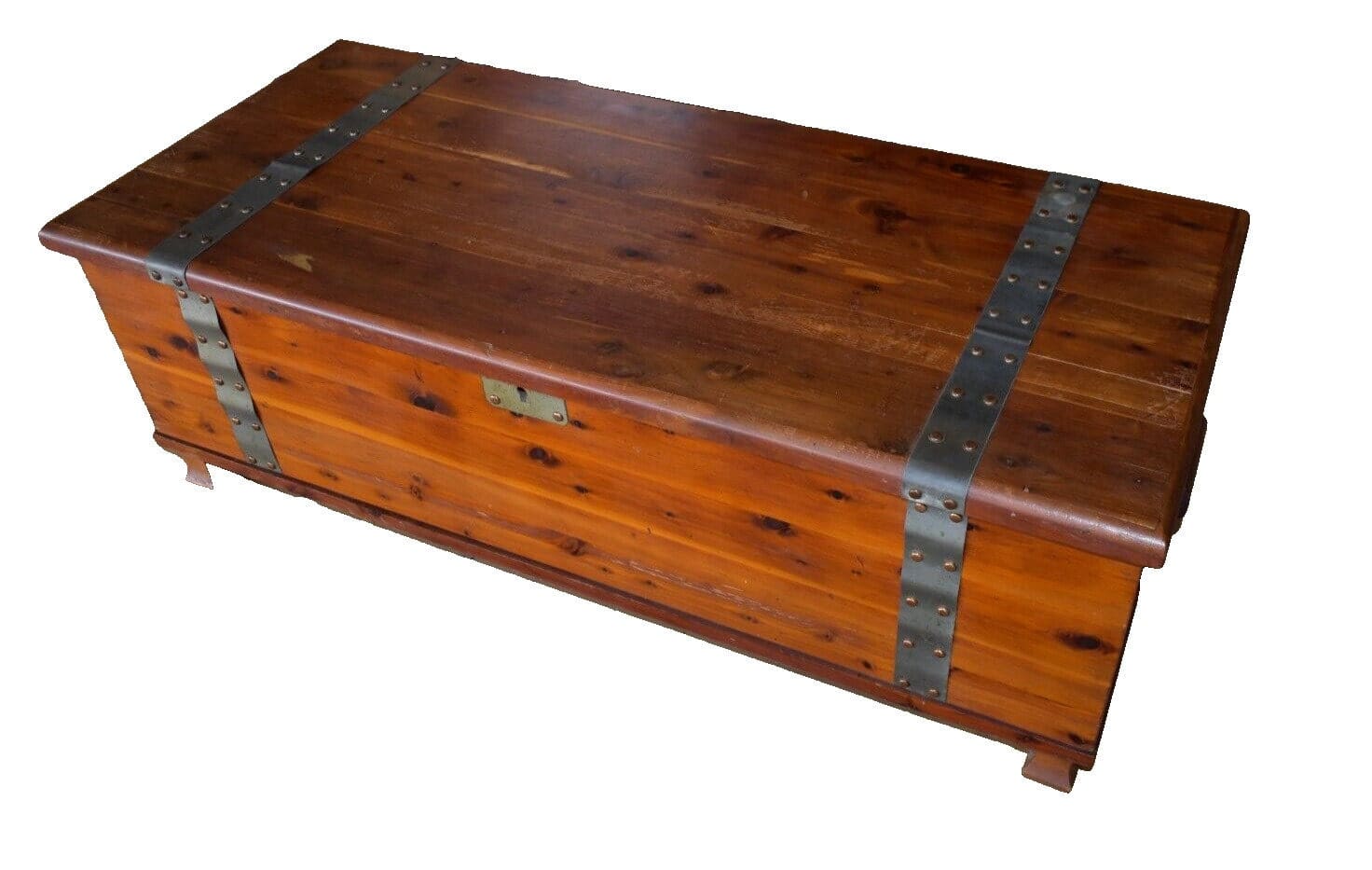 Vintage Solid Red Cedar Chest with Metal Straps