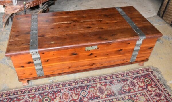 Vintage Solid Red Cedar Chest with Metal Straps