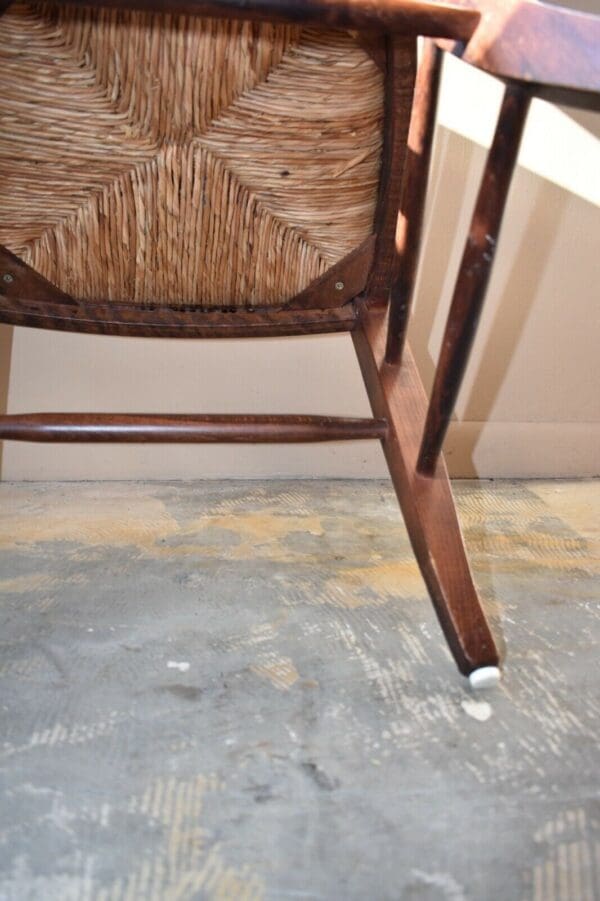 Vintage Solid Wood Rush Seat Chair