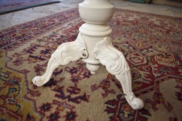 Victorian 19th Century Antique Primitive White Piano Organ Stool, Paw Feet