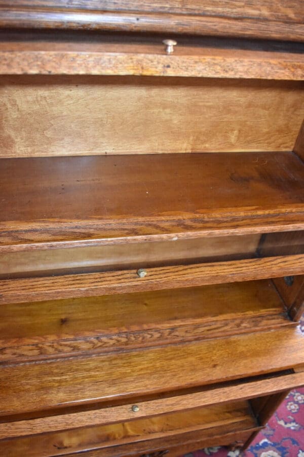 Antique 3 Stack Step Back Tiger Stripe Oak Barrister Lawyer's Bookcase, Display