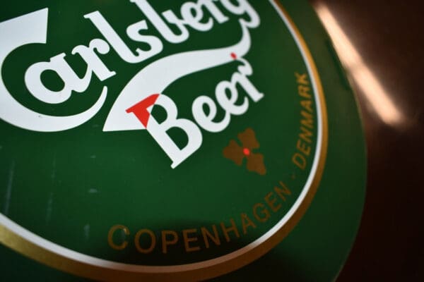 Vintage Green Carlsberg Beer Tray, Copenhagen Denmark, Made in Germany