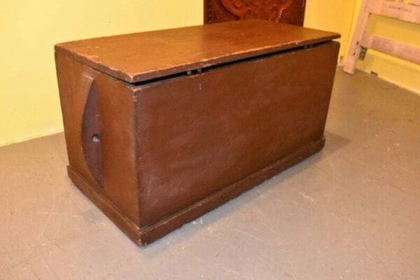 19th Century Primitive Antique Blanket Box Bedroom Chest Folk Art Red Finish