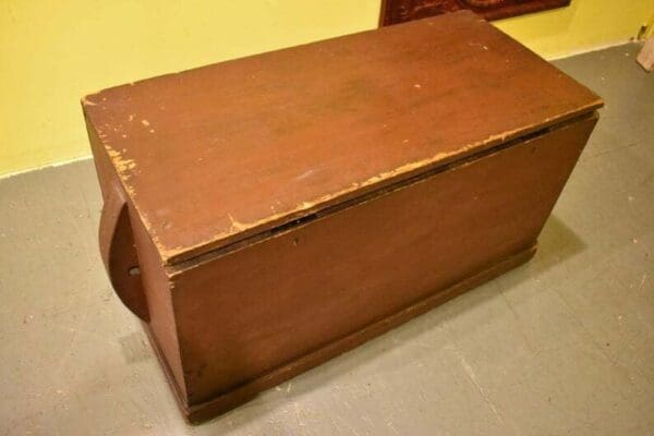 19th Century Primitive Antique Blanket Box Bedroom Chest Folk Art Red Finish