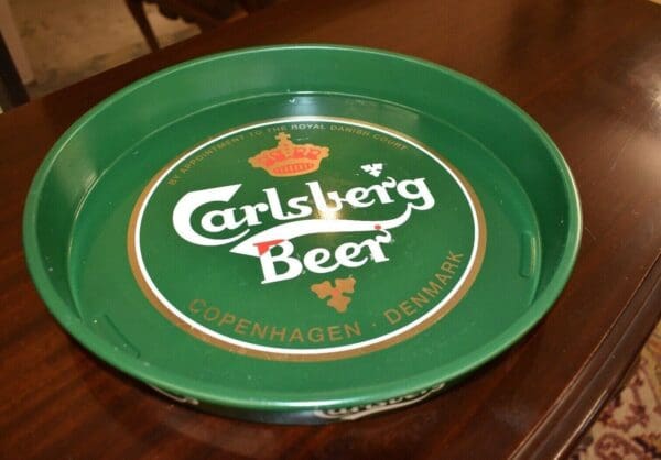 Vintage Green Carlsberg Beer Tray, Copenhagen Denmark, Made in Germany