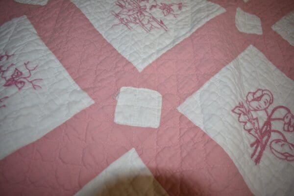 Antique Estate Quilt, hand sewn with Pink floral design Philadelphia