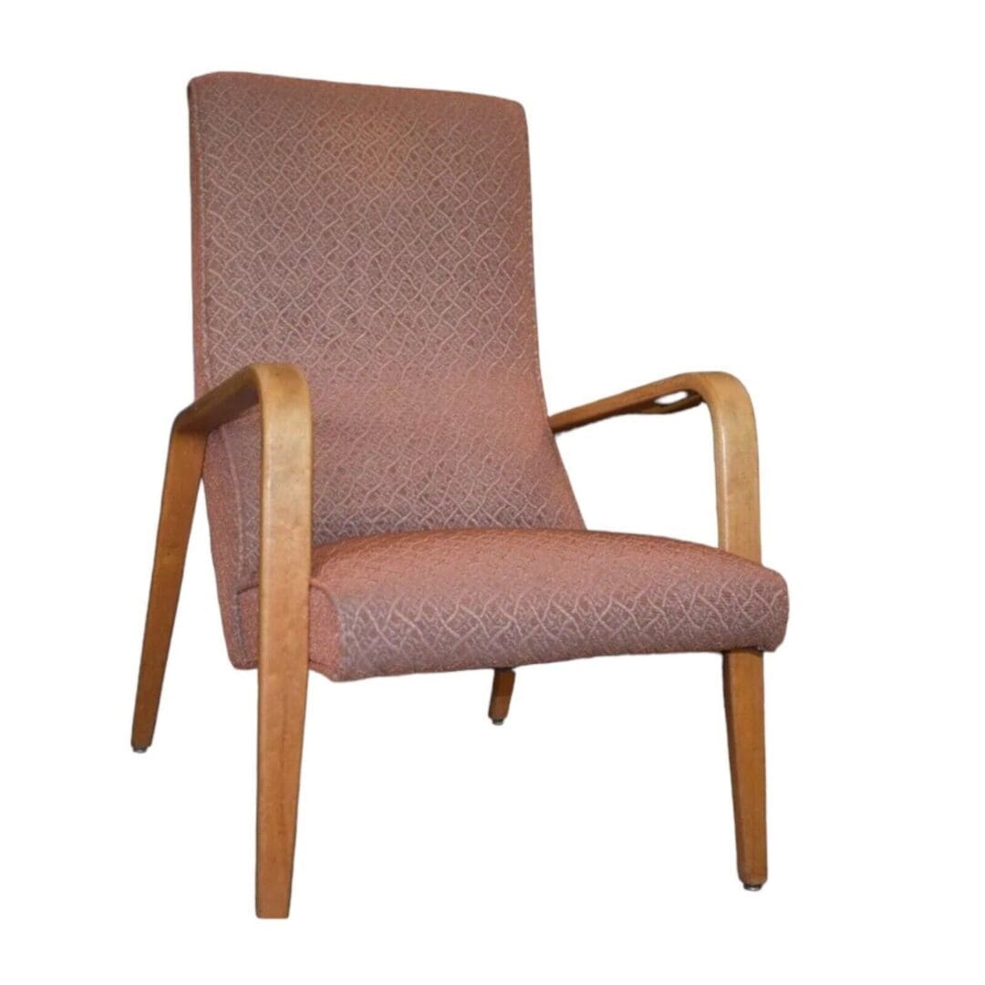 Thonet Mid Century Modern Bentwood Highback Upholstered Chair