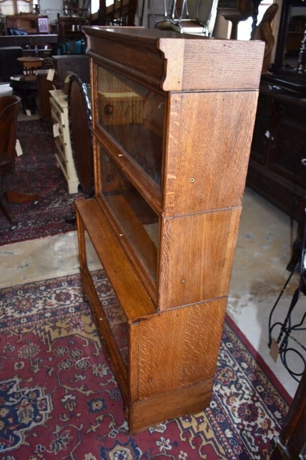 Antique 3 Stack Step Back Tiger Stripe Oak Barrister Lawyer's Bookcase, Display