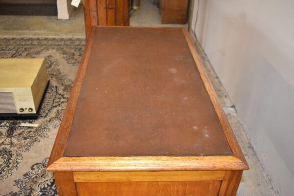 Antique Leather Top Kneehole Desk