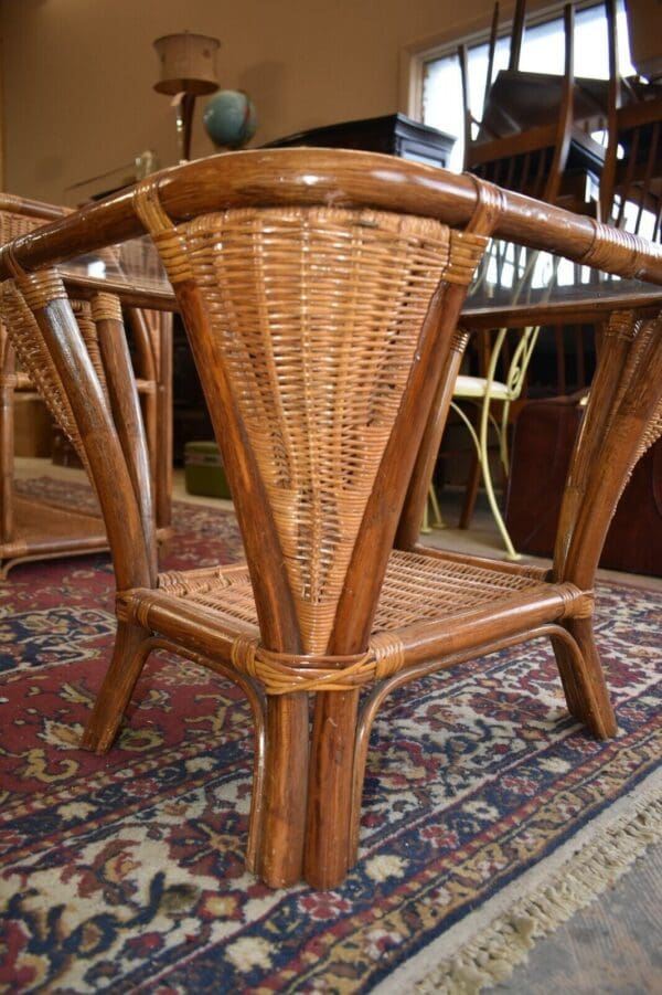 Bamboo Wicker Parlor Set, 4 Pieces, Coffee Table Side Tables