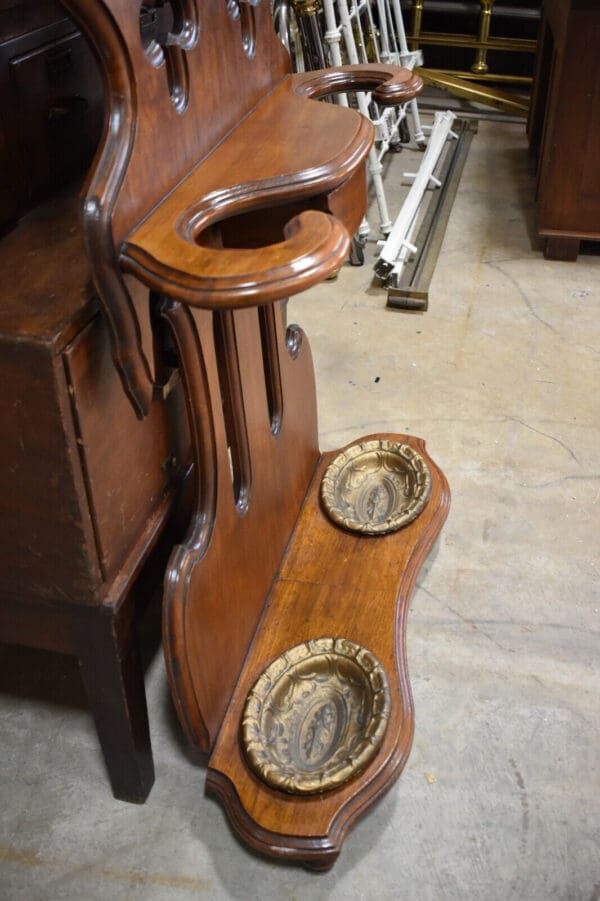 Antique Refinished Walnut Victorian Hall Tree & Mirror